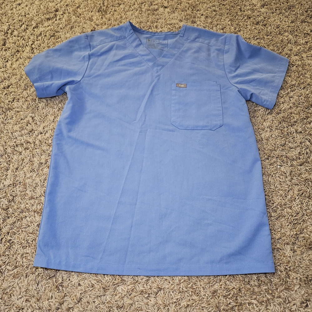 FIGS Scrub Top Women's Size S Royal Blue Technical Collection V-Neck Pocket